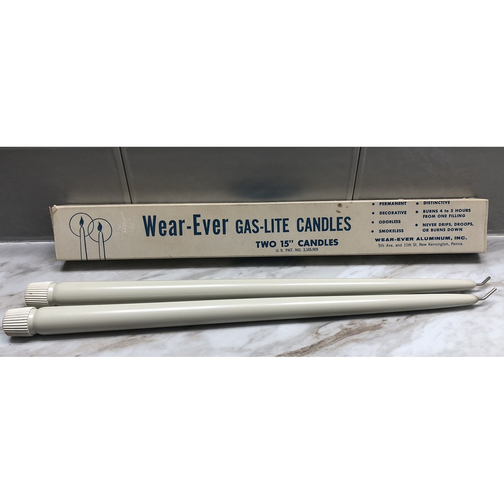 Wear Ever Aluminum Gas-Lite‎ Candles 15" White Candles Set of 2